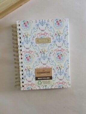 Clementine  Bows Floral Frame Medium Hardcover Spiral Notebook Journal